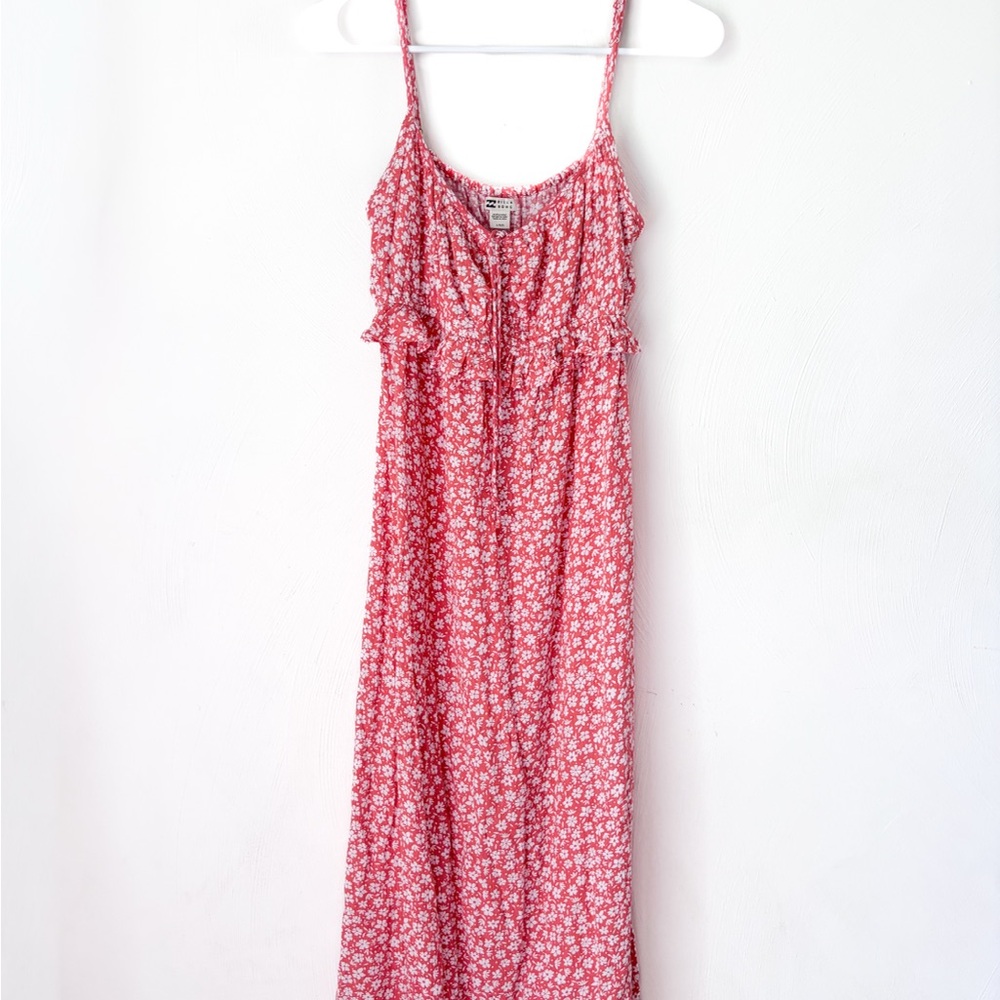 Billabong Coral Red/Orange Floral Midi Dress - Picture 2 of 4